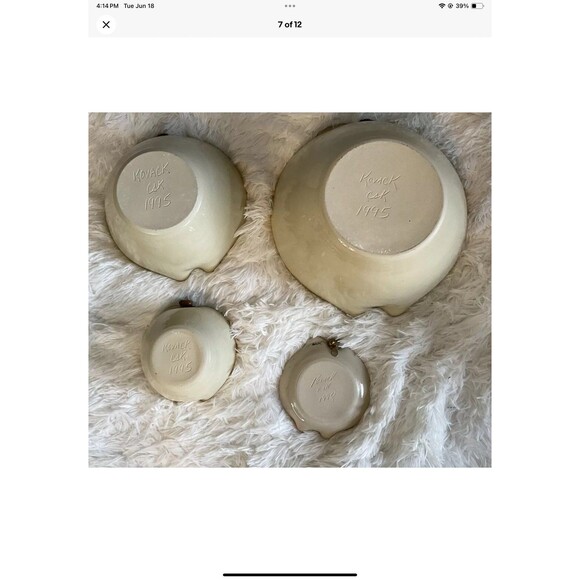 Seagrove Pottery North Carolina Kovack Pottery MK Apple Nesting Bowls VTG 1995 - Picture 7 of 12
